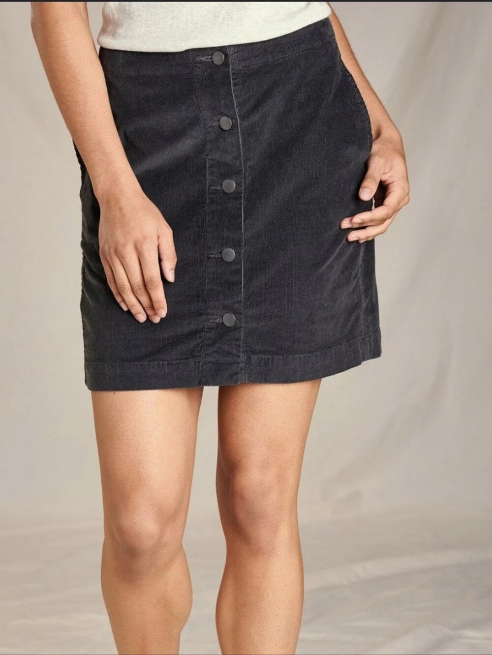 Toad&Co Organic Cotton Corduroy Gray Mini Skirt Size 14